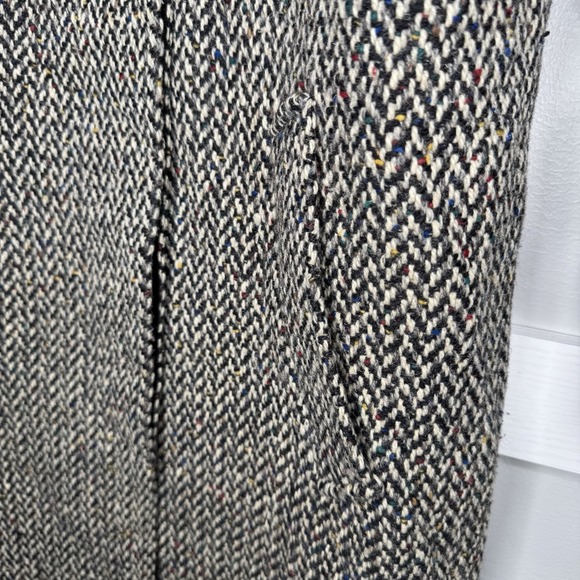 Vintage Jill Tweed Long Coat Women's Sz L Herringbone Wool Overcoat Made USA - Picture 6 of 16